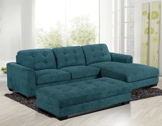 Fabric Green Or Blue Sectional 