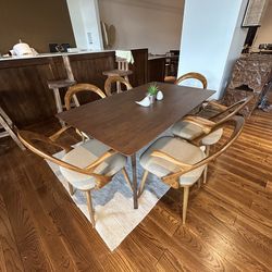 Mis Century Modern Wood Dining Table with 6 Chairs