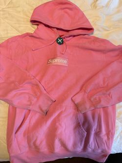 Pink Supreme Box Logo Hoodie 2021