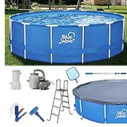 Blue Wave NB19791 18-ft Round 52-in Deep Active Frame Package Above Ground Swimming Pool with Cover

