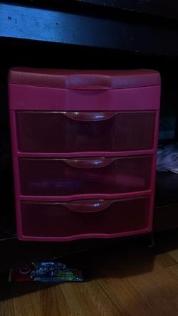 Pink 3-Drawer Plastic Storage Unit