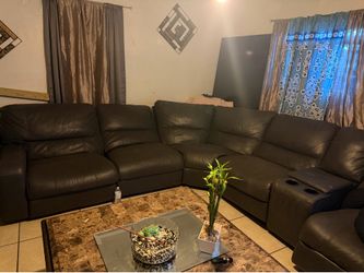 Gray sectional leather couches