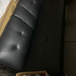 Faux leather futon couch