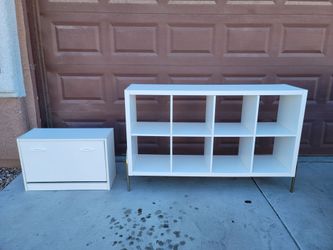 White Cube Bookshelf and Cabinet Set