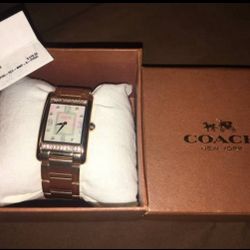 COACH WATCH- Rose gold mother-of-pearl coach watch 