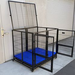 $280 (New in Box) X-Large 49” heavy duty folding dog cage 49x38x43” double-door kennel w/ divider