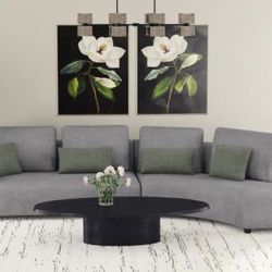 GRAY leather sectional