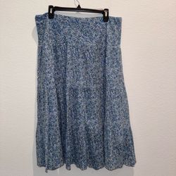 Chaps Women’s Floral Midi Skirt Blue Large