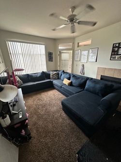 Large Navy Blue Sectional Sofa