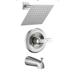 7332: New 8" Rain Shower Faucet Tub Trim Kit for 13/14 Series, High Pressure Square Rain Shower Head& Handle Set System, Brushed Nickel