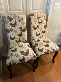 High Back Side Chairs w/ Rooster Print