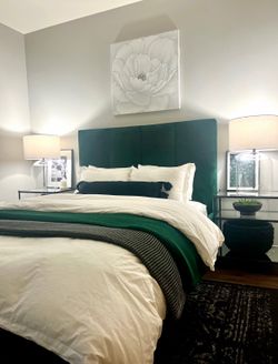 Upholstered Performance Velvet Queen Bed Frame plus Mattress