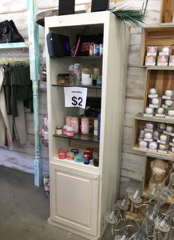 6 ft by 2 ft hutch with light and glass shelves