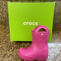 Candy Pink Croc Rain Boots Sz 9