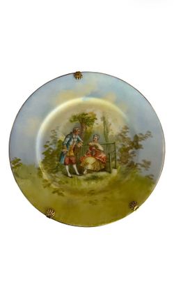 Antique Hand Painted Limoges W G Co Victorian Couple Portrait Plate