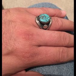 Stamped J. Lovato turquoise men ring