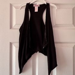 Little Girls Clothes Candie’s Black Sleeveless Cardigan With Sequin Detailing Size S 7/8