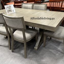 7 Pc Grey Dining Table Set Brand New In The Box