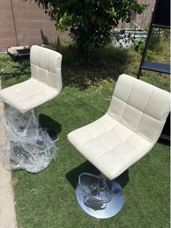 Adjustable White Bar Stools (Set of 2)