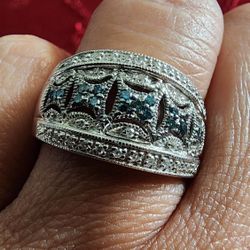Real White And Blue Diamonds Ring