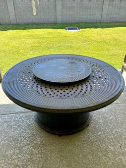Outdoor fireplace table