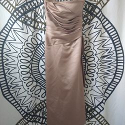 Designer Bill Levkoff Champaign Strapless Satin Gown Size 10  
