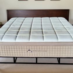 King DreamCloud 15" Premier Hybrid Eurotop Mattress and Nectar Platform Bed Frame 