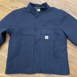 Carhartt Men's Large Dark Navy Cotton Arctic Quilt Lined Duck Traditional Coat