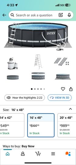INTEX 26325EH Ultra XTR Deluxe Above Ground Swimming Pool Set: 16ft x 48in – Includes 1500 GPH Cartridge Sand Filter Pump
