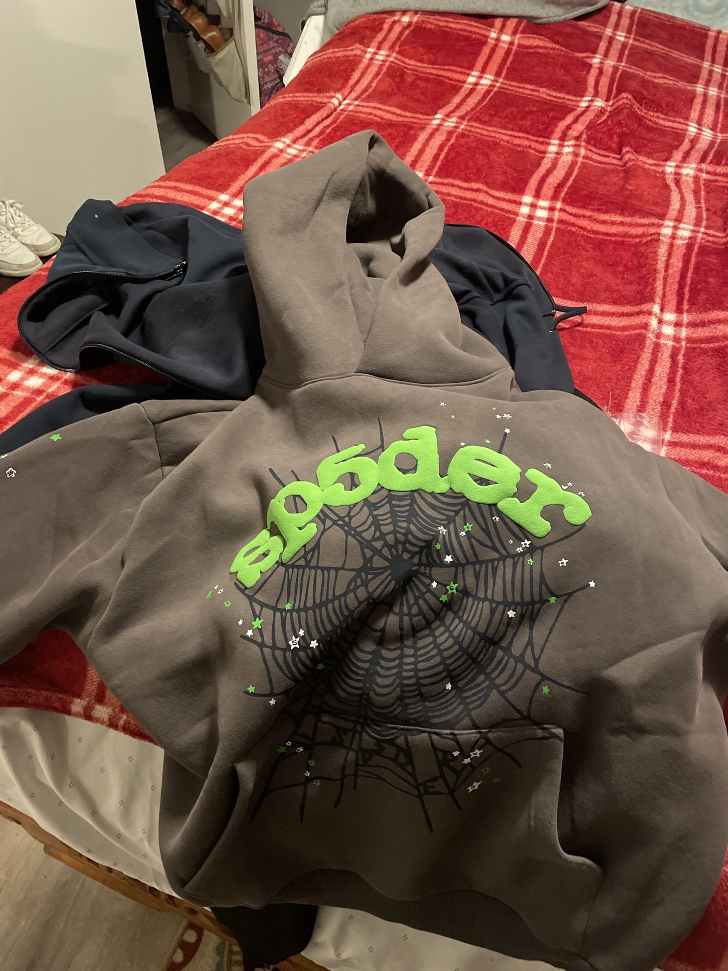Dark grey sp5der hoodie,All Products : American Fashion Style Bags On Sale