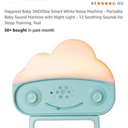 Happiest Baby SNOObie Smart White Noise Machine - Portable Baby Sound Machine with Night Light - 12 Soothing Sounds for Sleep Training, Teal