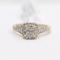 14K Yellow Gold Diamond Halo Cluster Ring (Size 7/0.46 CTW) Clearance!!!