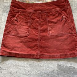 Prana Womens Corduroy Skirt Size 6 Casual A-line Mini Skirt burnt orange