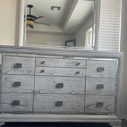 Dresser With Mirror & Built In Jewelry Compartments 