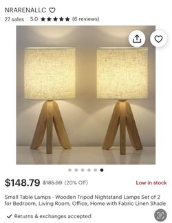 Wooden Tripod Nightstand 