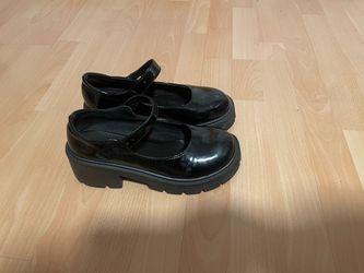 Black Patent Mary Jane Platform Shoes