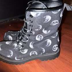 Moon Print Combat Boots