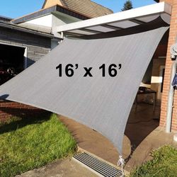 $40 (Brand New) Square 16x16 ft sun shade sail outdoor canopy top cover 185gsm 95% uv block w/ ropes