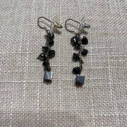 Black Pearlized Drop Earrings