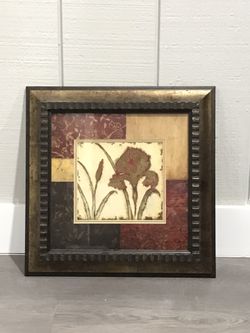 Sepia Vintage Antique Flower Nature Framed Painting