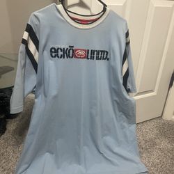 Vintage Ecko Unltd Shirt Size 2XL Baby Blue Short Sleeve Men's Y2K