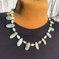 Green Chalcedony Necklace Gemstone 