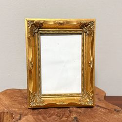 Vintage Wall Or Tabletop Carved Wood Baroque Rococo Style Gold Gilded Photo Frame Decor