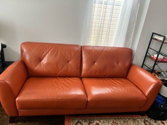 Myia 82” Tufted Back Leather Sofa