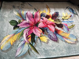 New 5x8 Area Rug – 3D Floral Non-Slip – $20 (2 for $35)