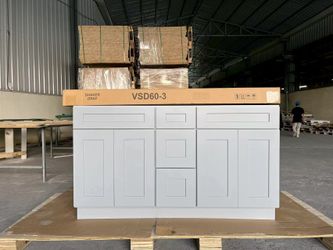60 inch Gray vanity double sink +marble countertop