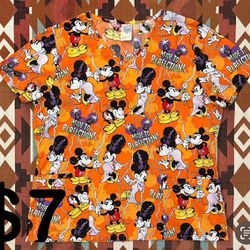 Disney Halloween Scrub Top Minnie/Mickey Mouse Monster  Top Nurse Women’s Large