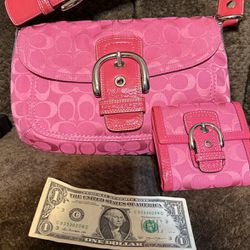 Pink Coach Wallet And Purse $100