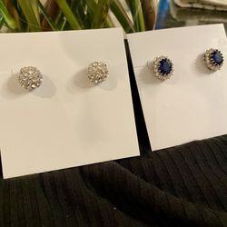 Cubic Zirconia Stud Earrings 2 Pair Bundle