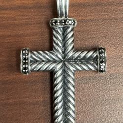 David Yurman Cross Charm With Black Diamonds
